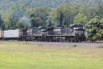 NS 9188 and 9563 take a container train westbound through Marysville PA